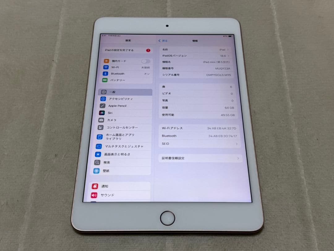 iPad mini 5世代 64GB Wi-Fiモデル