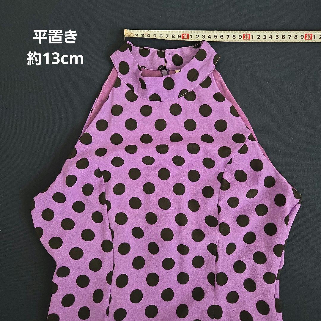 フラメンコドレス 紫と黒の水玉模様