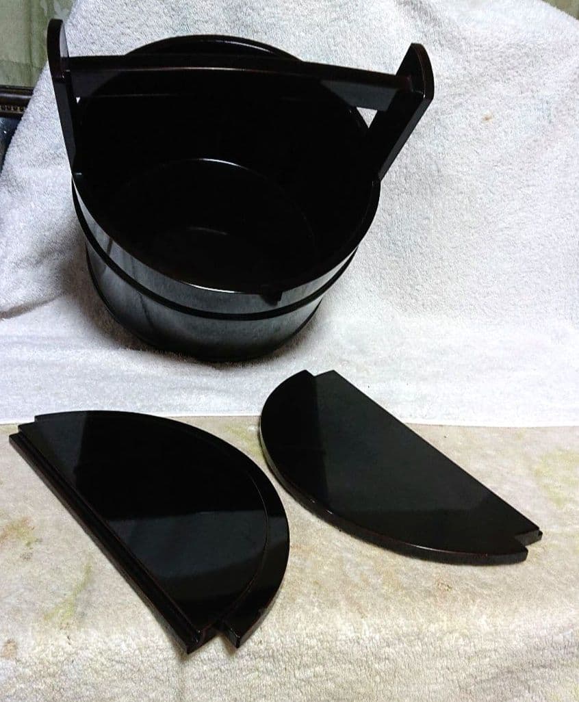 茶道具真塗手桶、水指 A383