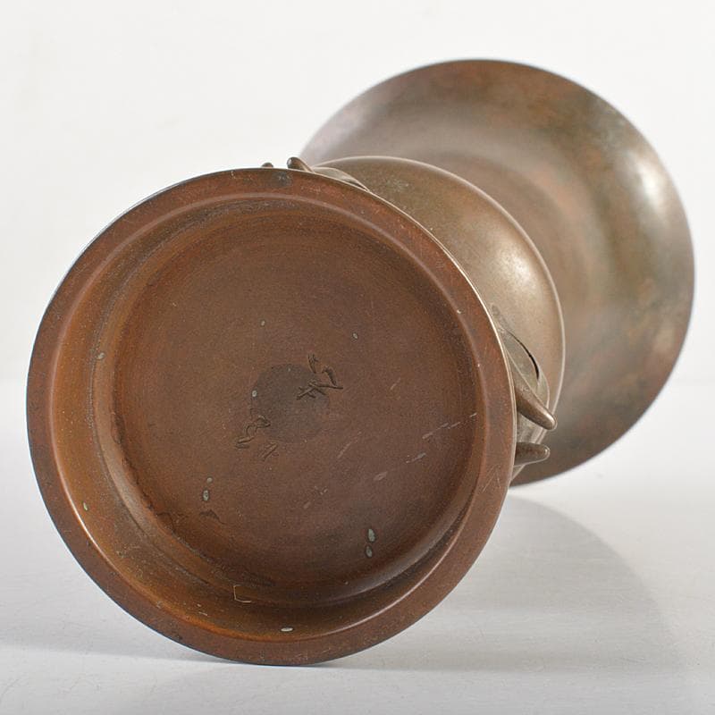 人間国宝　長野垤志作　青銅　象足花生　花瓶　共箱　U　R7307