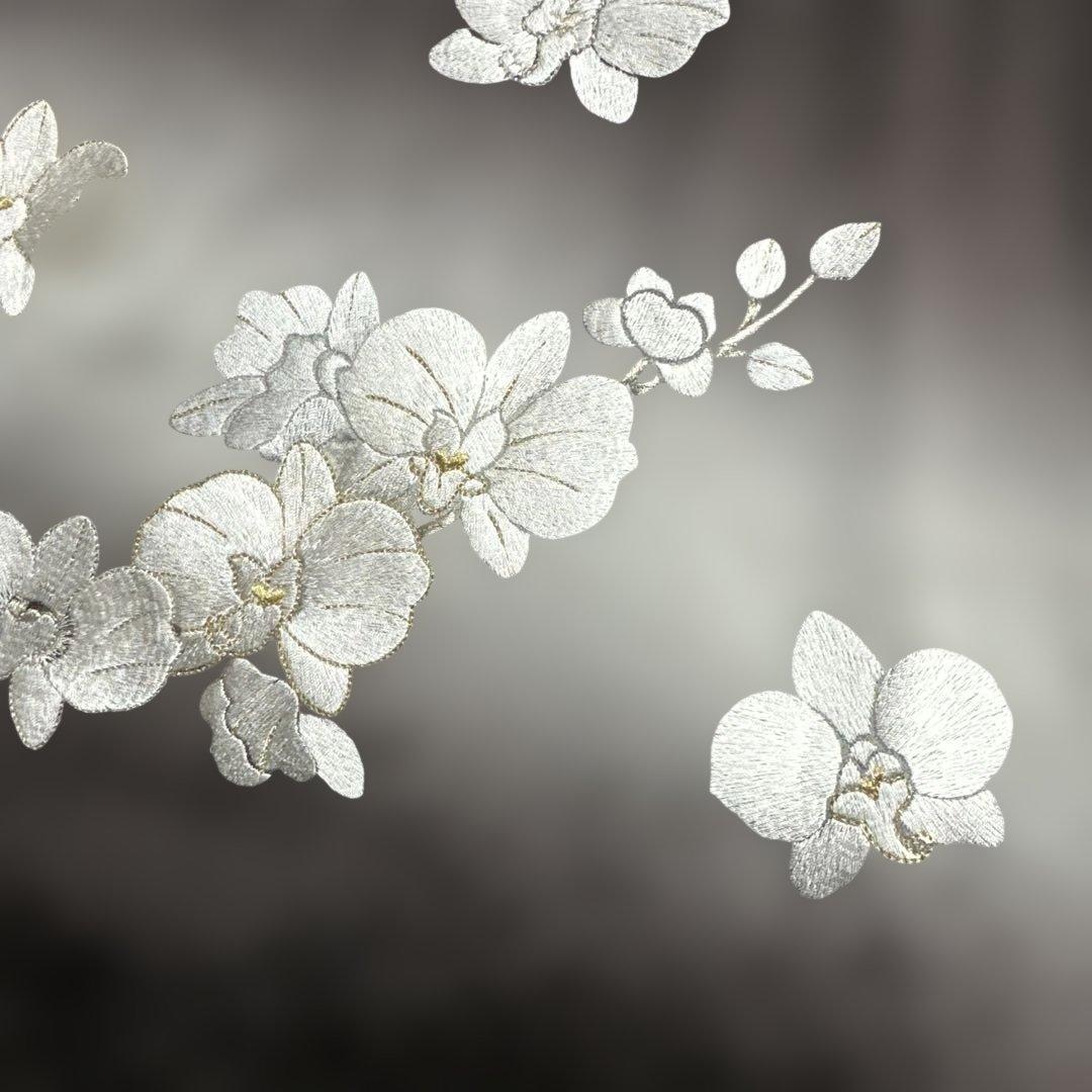 総刺繍 胡蝶蘭 こげ茶 訪問着