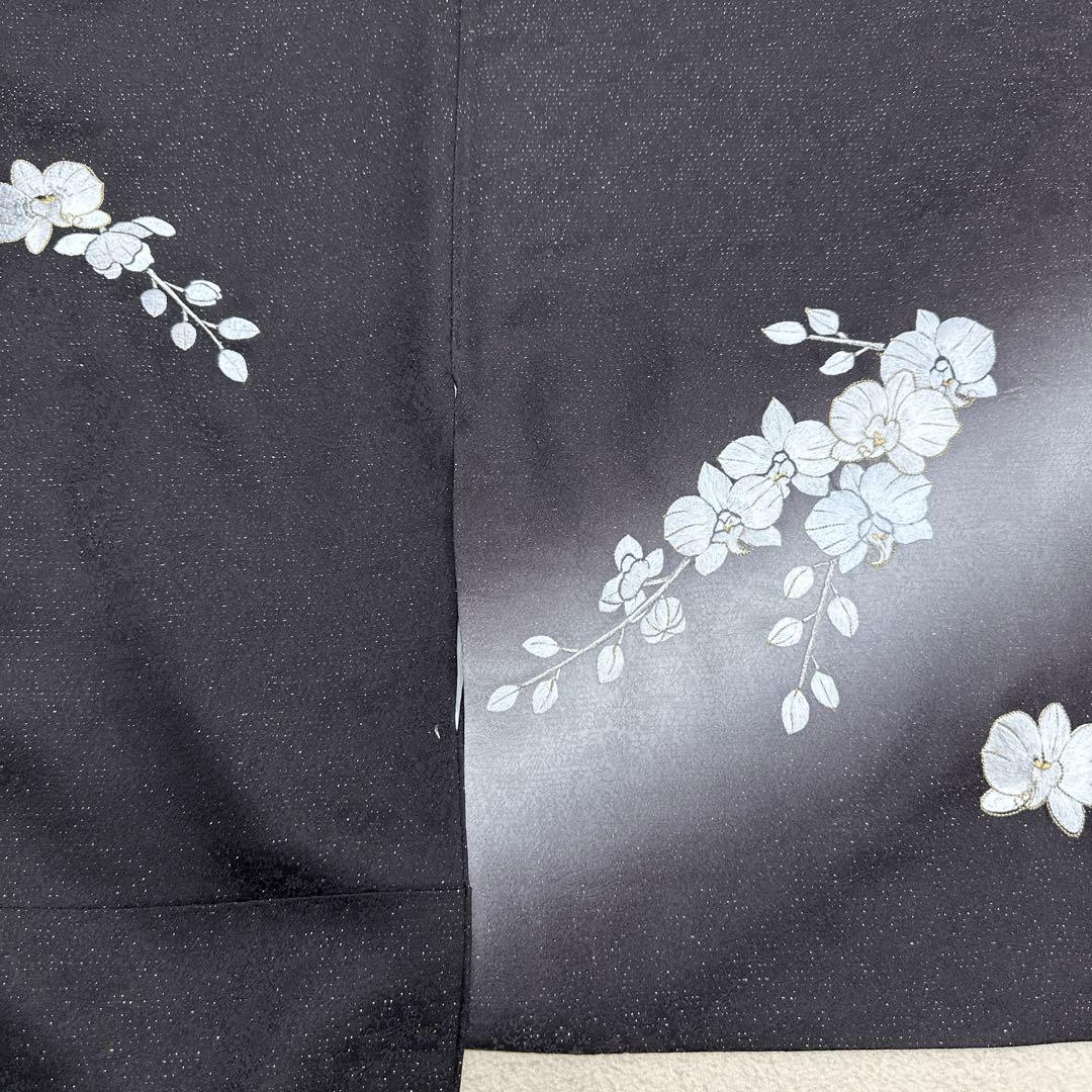 総刺繍 胡蝶蘭 こげ茶 訪問着