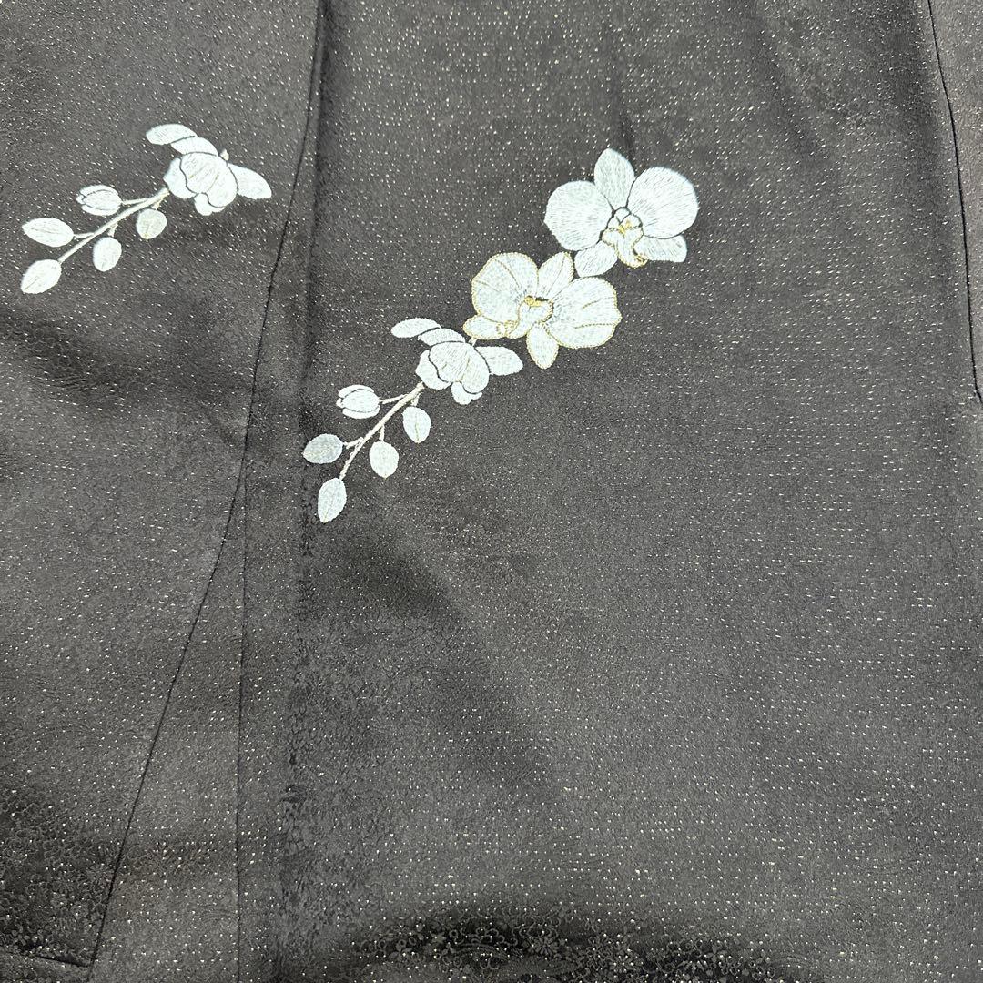 総刺繍 胡蝶蘭 こげ茶 訪問着