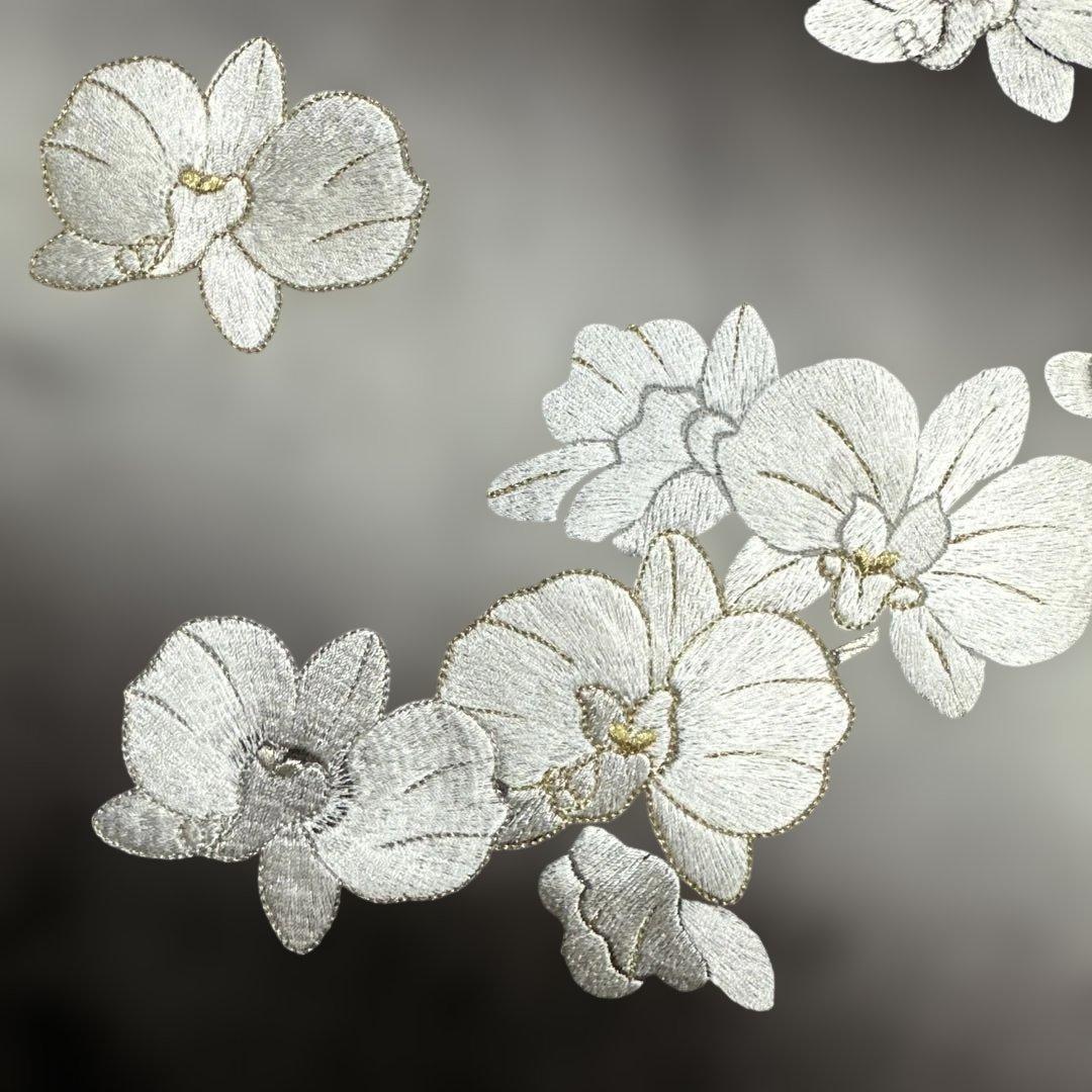 総刺繍 胡蝶蘭 こげ茶 訪問着