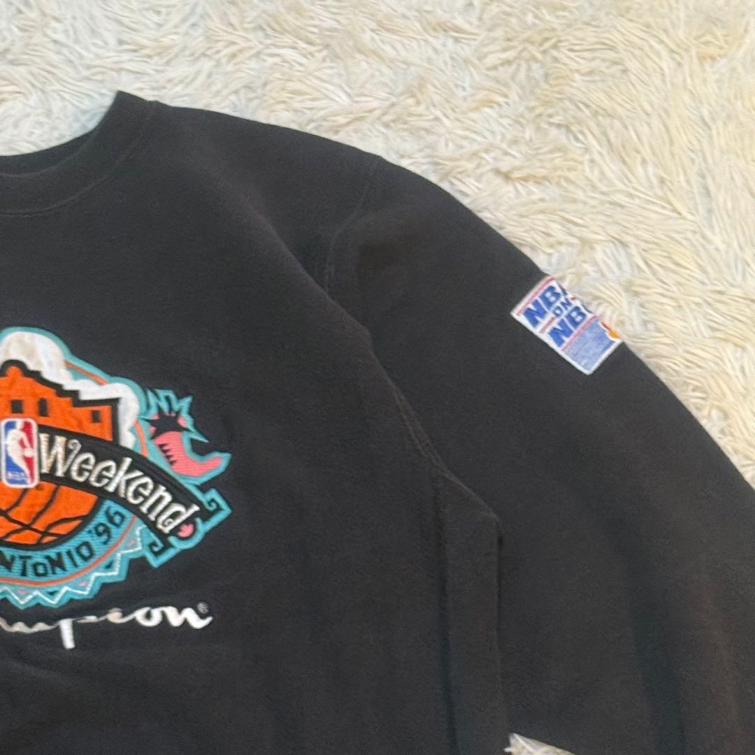 Champion NBA刺繍スウェット L 黒 USA製 希少