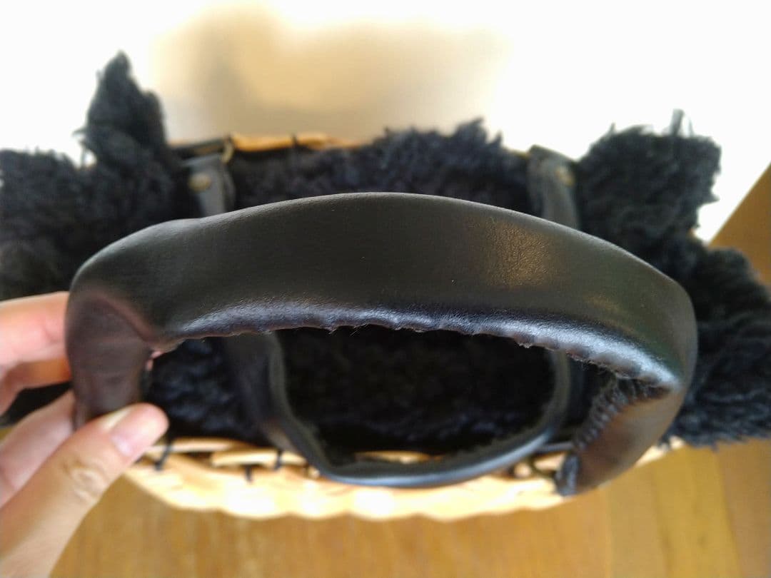 エバゴス　ebagos　籐製ファー付きかごバッグ