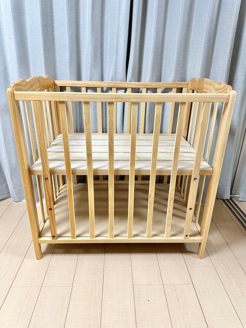 大和屋 パタン 折りたたみ ミニベビーベッド ナチュラル ②