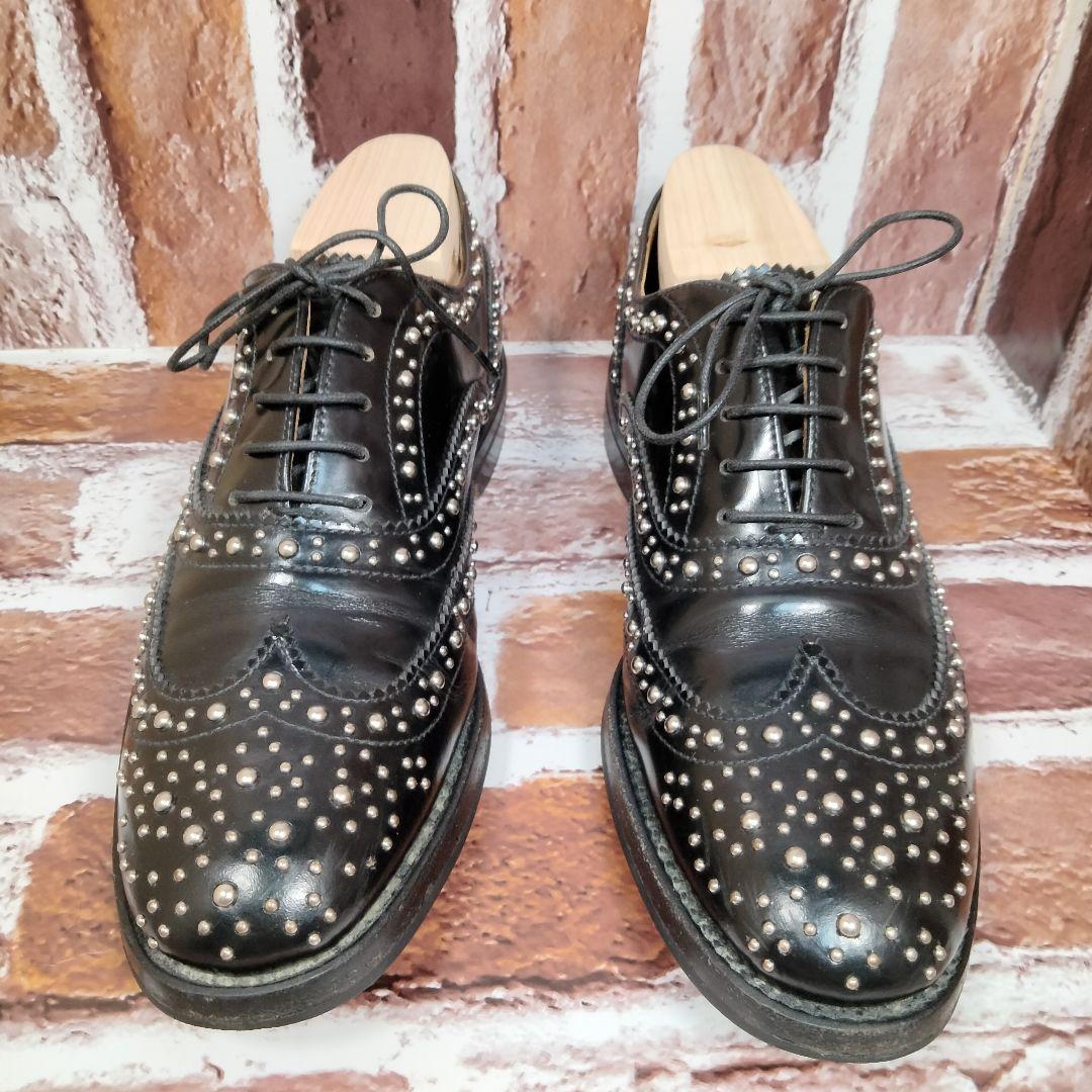Church’s（36）スタッズ　ウィングチップ ローファー　黒 レザー