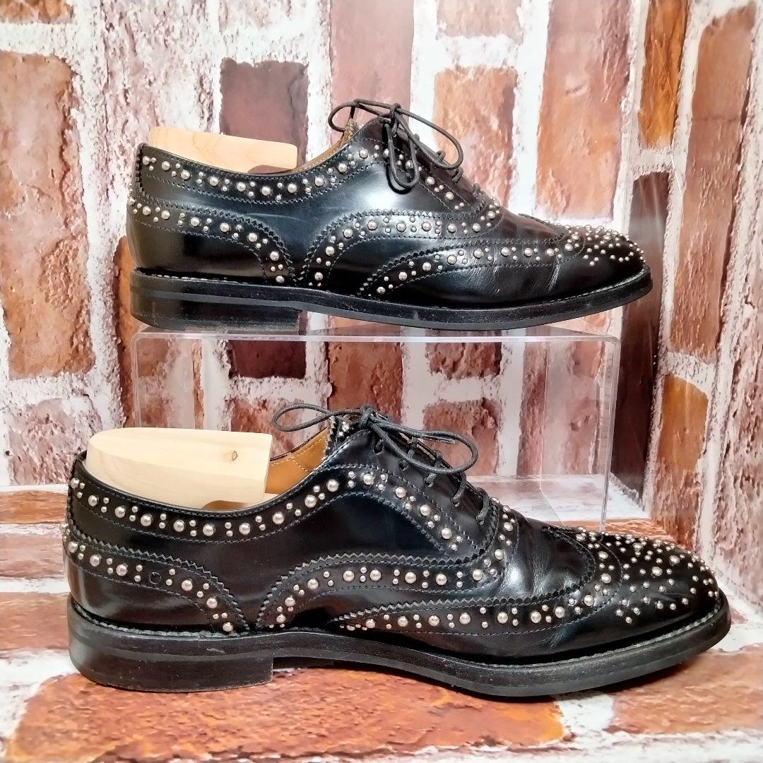 Church’s（36）スタッズ　ウィングチップ ローファー　黒 レザー