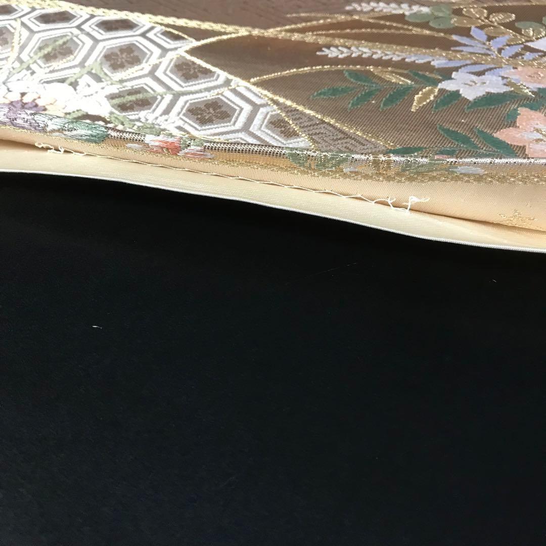 ZF-773 袋帯 本金箔 花小袖 高級 花車 正絹 六通 逸品