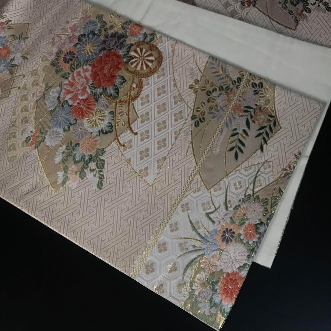 ZF-773 袋帯 本金箔 花小袖 高級 花車 正絹 六通 逸品
