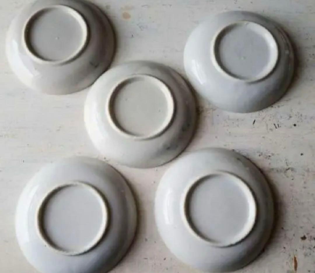 壽　皿　アンティーク　染付　古伊万里　印判　寿　なます皿　手塩皿　骨董皿　平戸焼