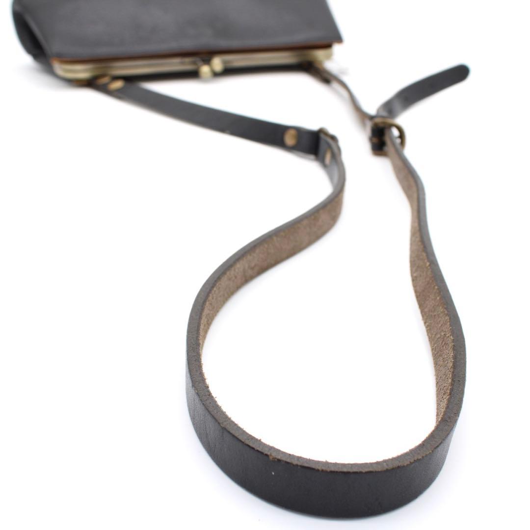 【美品】CLEDRAN ノム がま口 ポシェット ショルダーバッグ ブラック