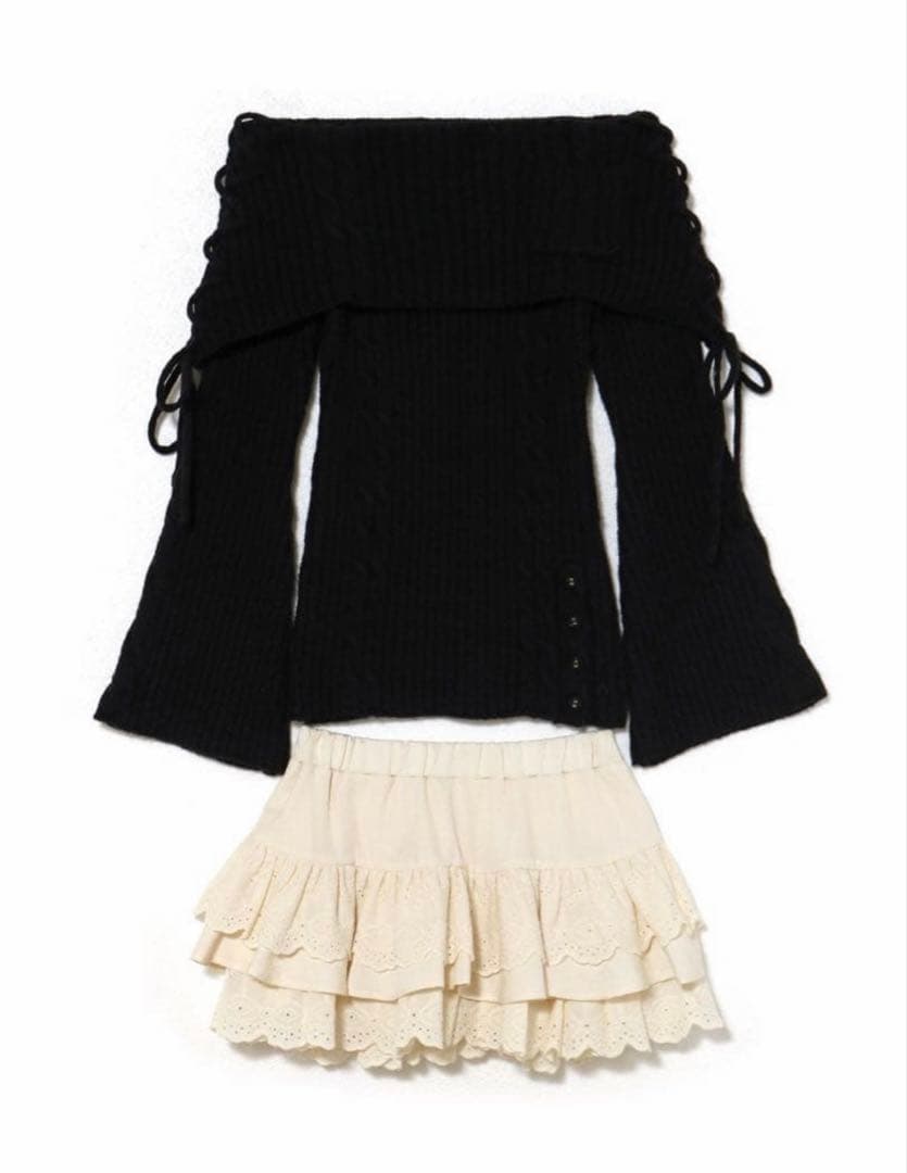 ワンピース Andmary Corrie lace knit set up black