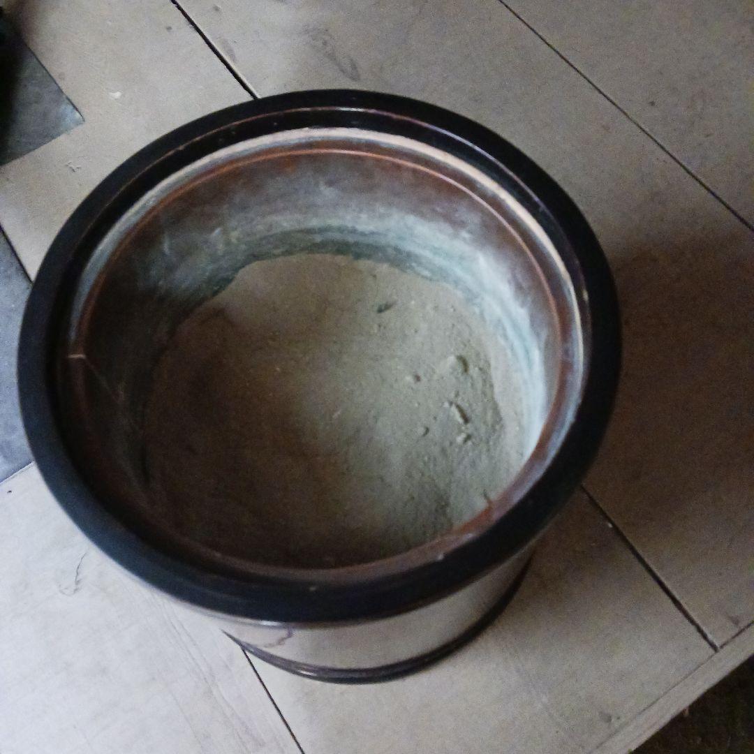 ☆火鉢(灰つき)☆美しい植物の図柄　置物 　鉢カバー　アンティーク　古い日用品