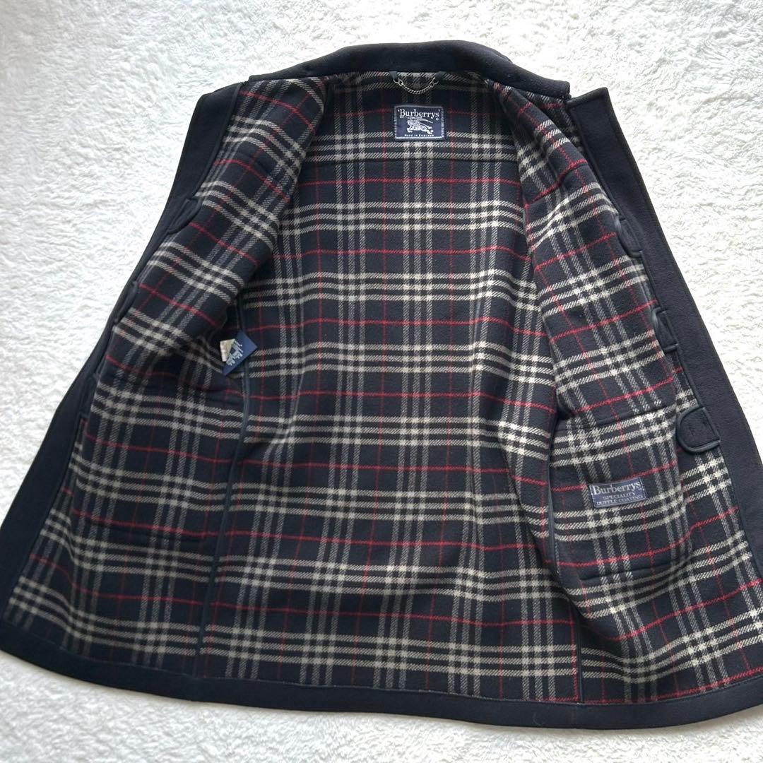 【美品】バーバリー ノバチェック ダッフルコート ロング 英国製 ネイビー