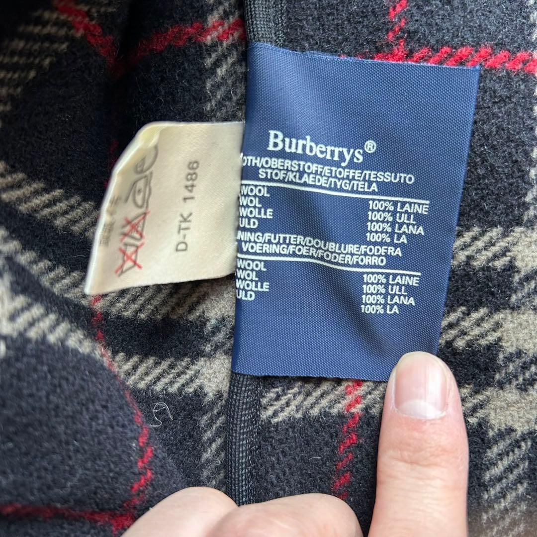 【美品】バーバリー ノバチェック ダッフルコート ロング 英国製 ネイビー