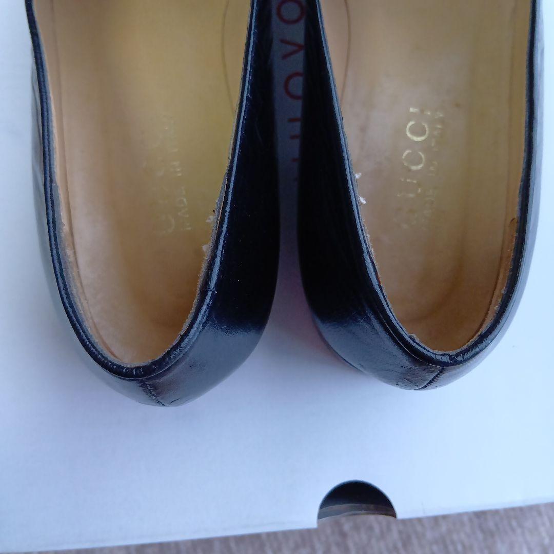 GUCCI ブラックレザー ローファー シルバーホースビット23.5cm