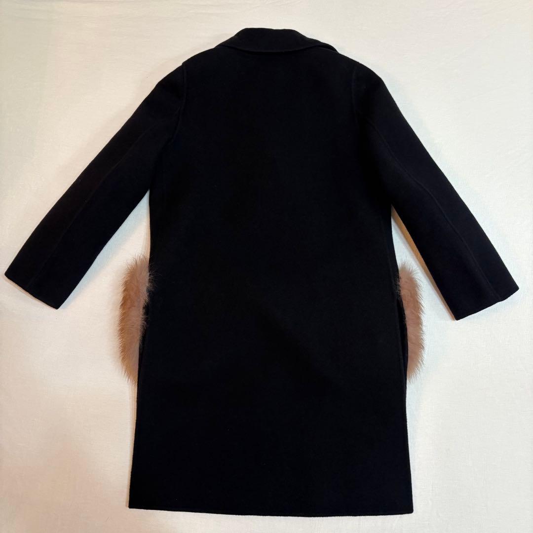 FENDI フォックスファー付 ウールコート FFロゴポケット 正規品