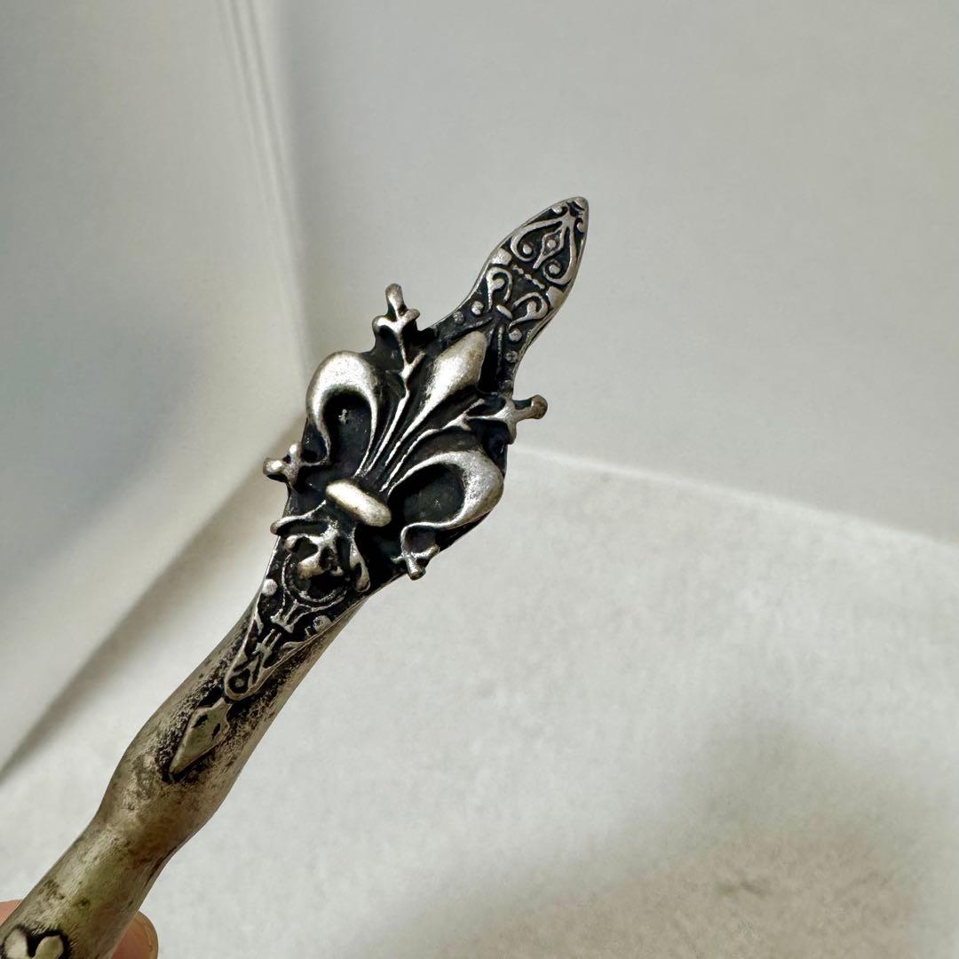 シルバー高級ハンドメイド　フルール・ド・リス ペンとインクポット シルバー万年筆