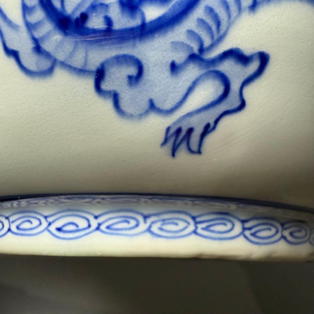 明治時代　大日本　肥碟山　山口製　染付祥瑞丸文様鉢　銘有り　直径26cm　名品