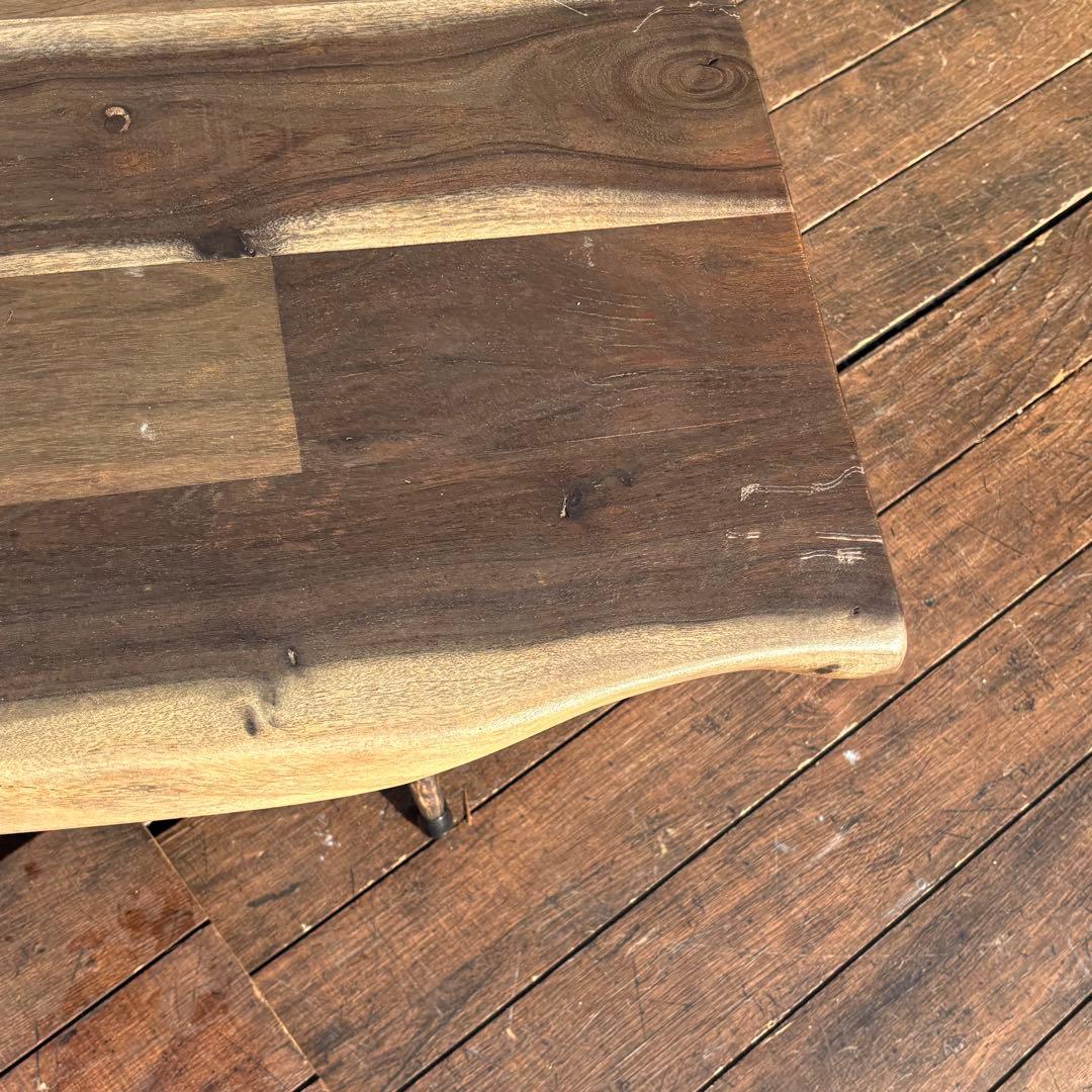 北欧レトロ 無垢材 木製テーブル アイアン脚 インダストリアル 重厚ローテーブル