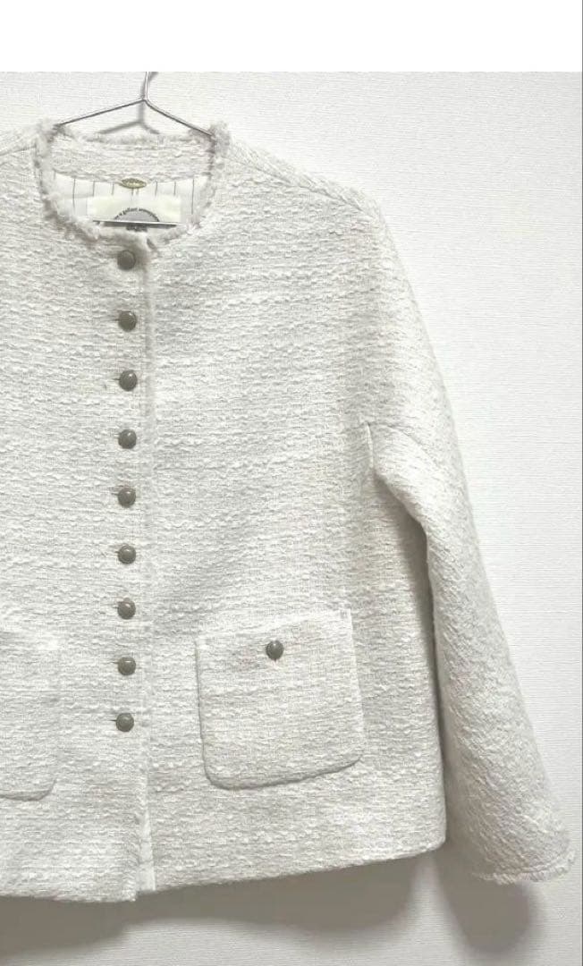 PUAL CE CIN スラブツイードノーカラージャケット ピュアルセシン