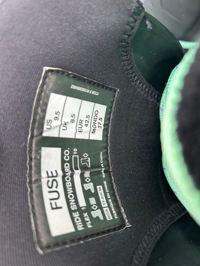 RIDE BOARD CO. FUSEブーツ US9.5 グレー/ミント