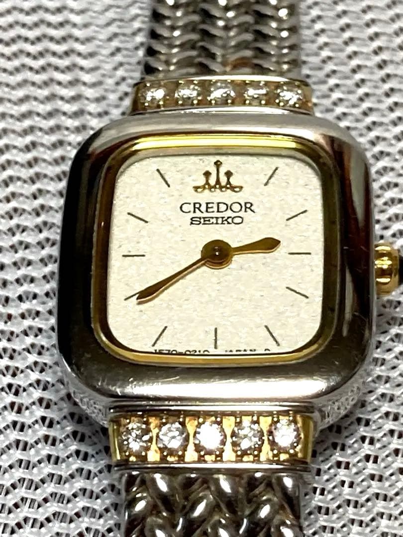 セイコー クレドール レディース腕時計18KT.SS 10Pダイヤ【稼働品】