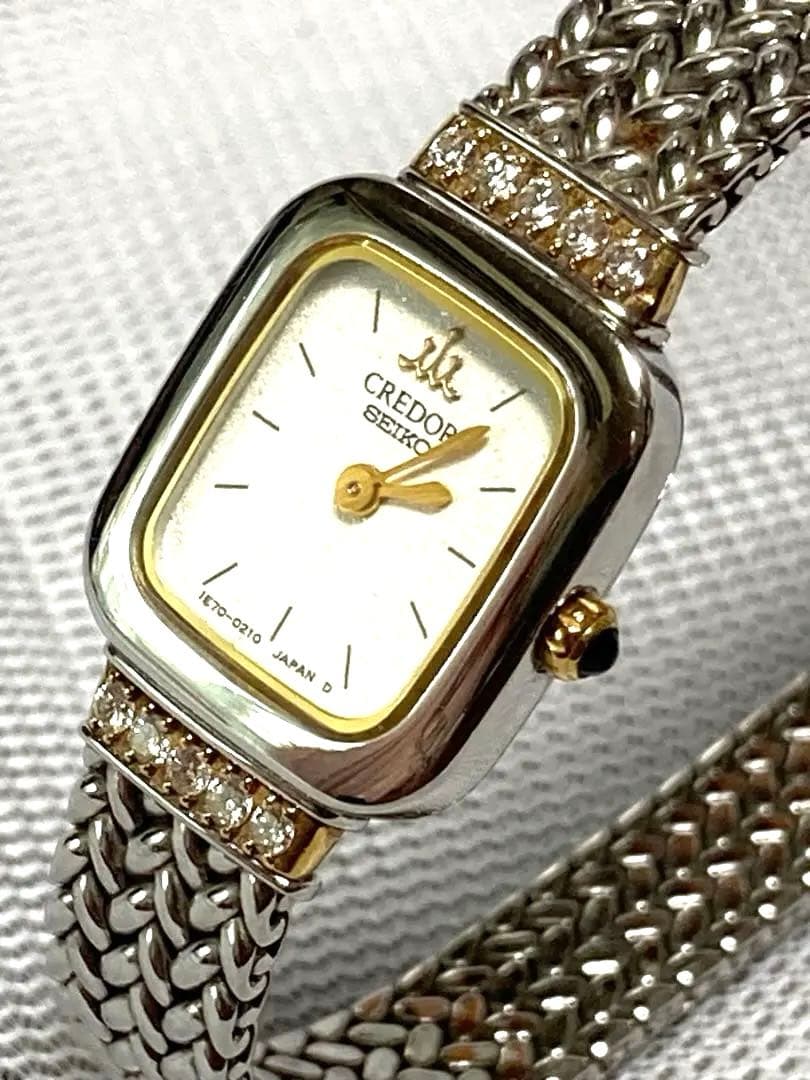 セイコー クレドール レディース腕時計18KT.SS 10Pダイヤ【稼働品】