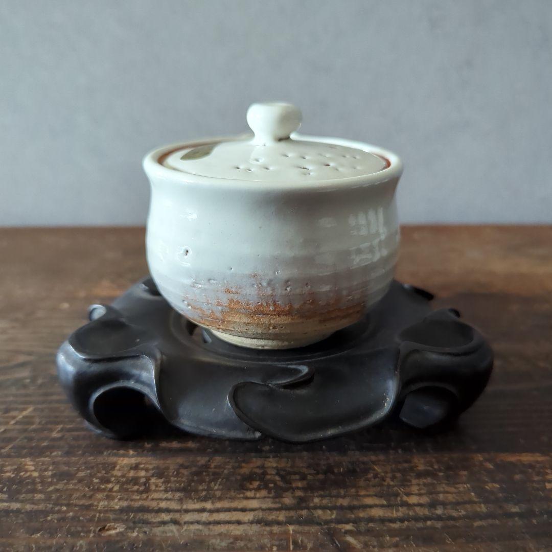陶芸　茶道具　萩焼　天鵬山　煎茶器　鬼萩白釉　梅花皮【宝瓶　湯冷まし　湯呑み6】