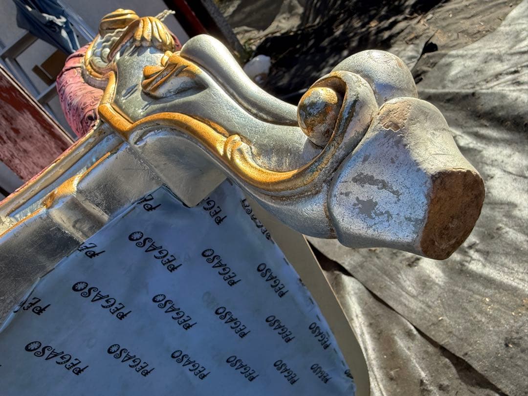 引取　イタリア製 PEGASO ロココ調 アームチェア 玉座風 金銀装飾 1P