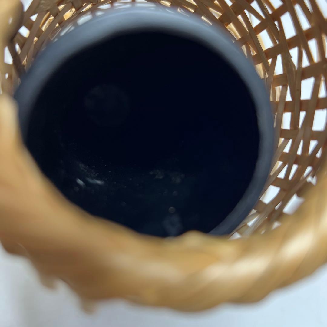 有馬籠　昭竹斎作　竹細工花籠　共箱　h22cm 東K7-1228①