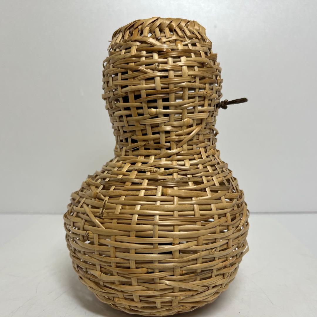 有馬籠　昭竹斎作　竹細工花籠　共箱　h22cm 東K7-1228①