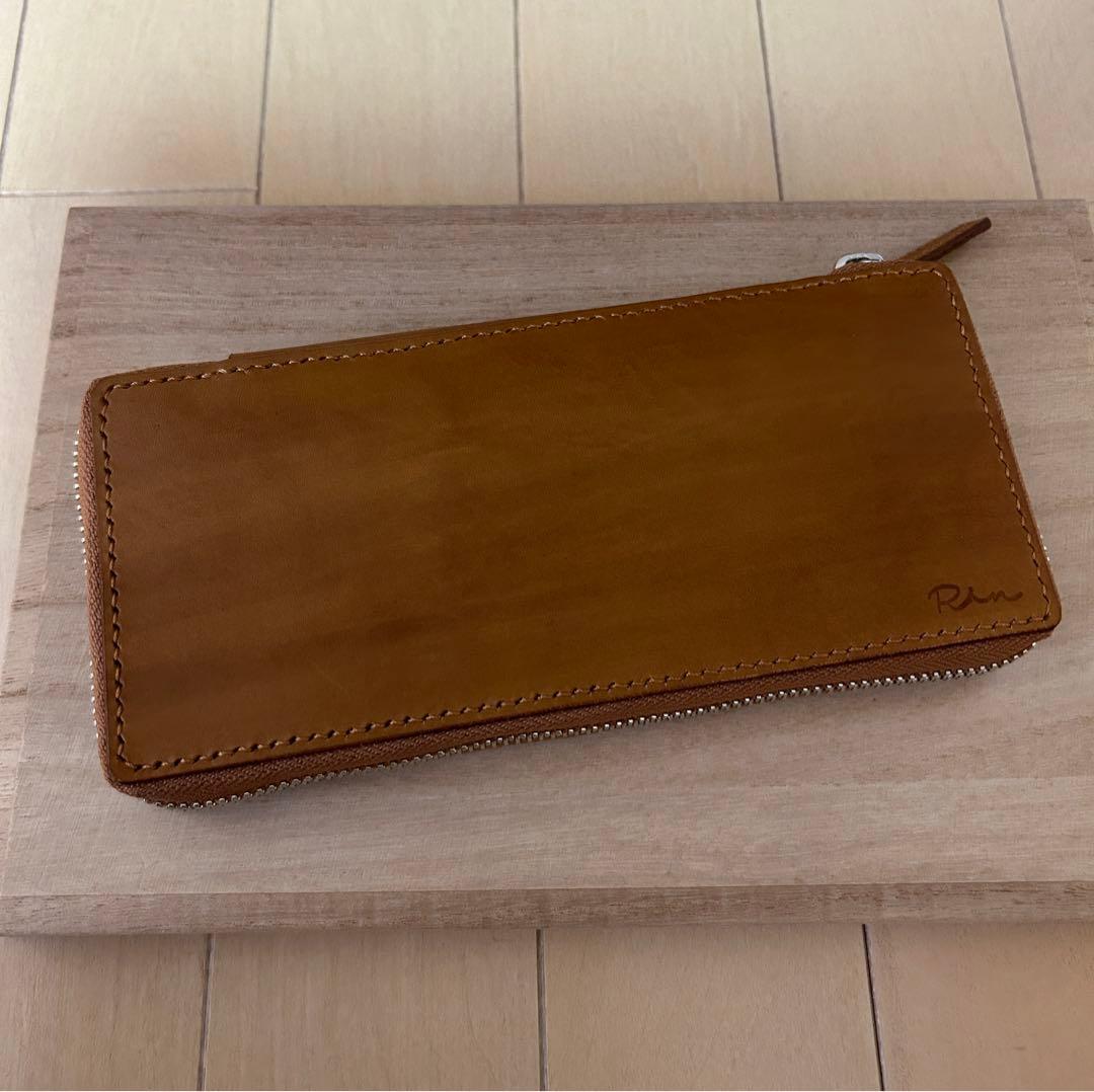 4本挿　ラウンドジップペンケース　レザーペンケース　ヌメ革　バハギア　似　手縫い