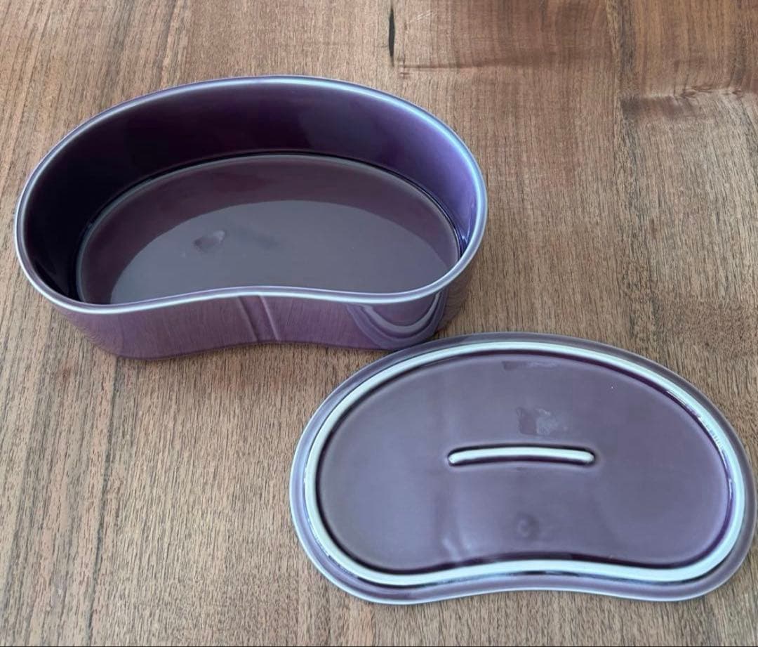 有田焼 福泉窯　紫釉 繭型蓋物　陶箱　新品未使用