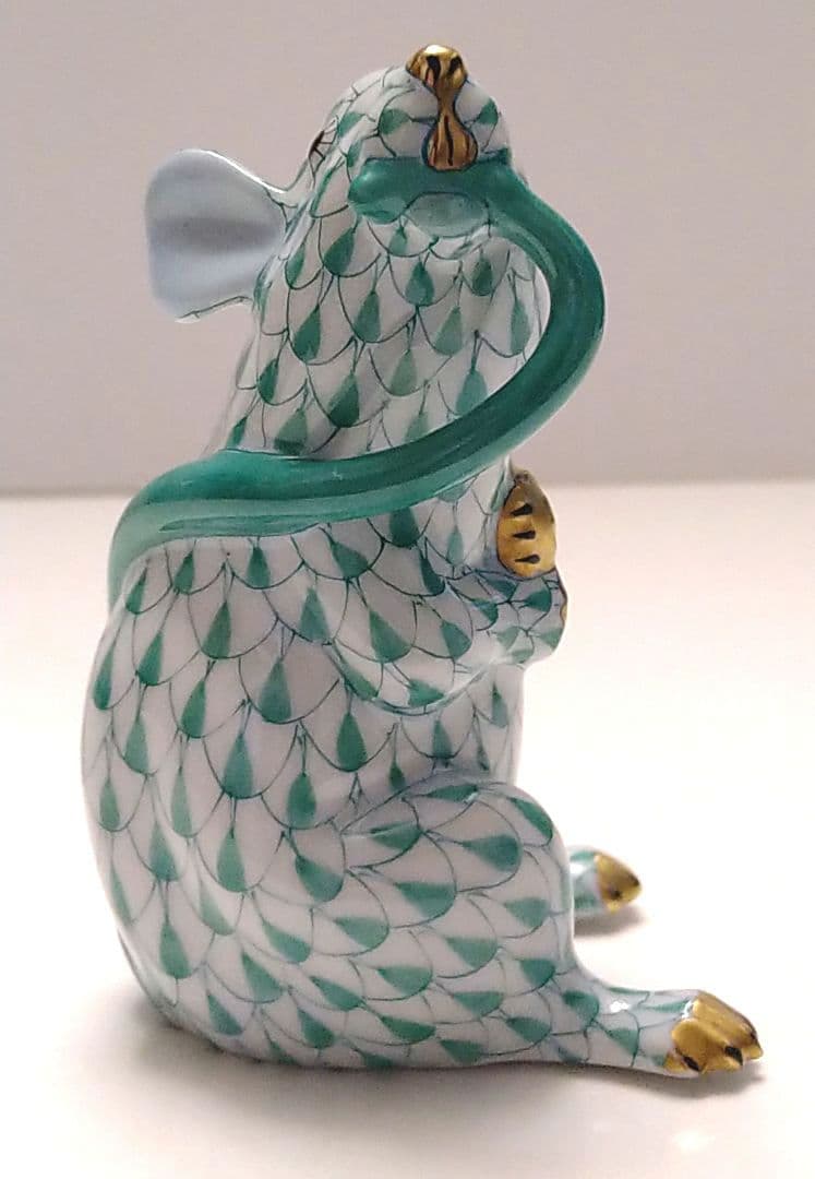 ヘレンド フィギュリン 干支 ネズミ グリーン 1996年