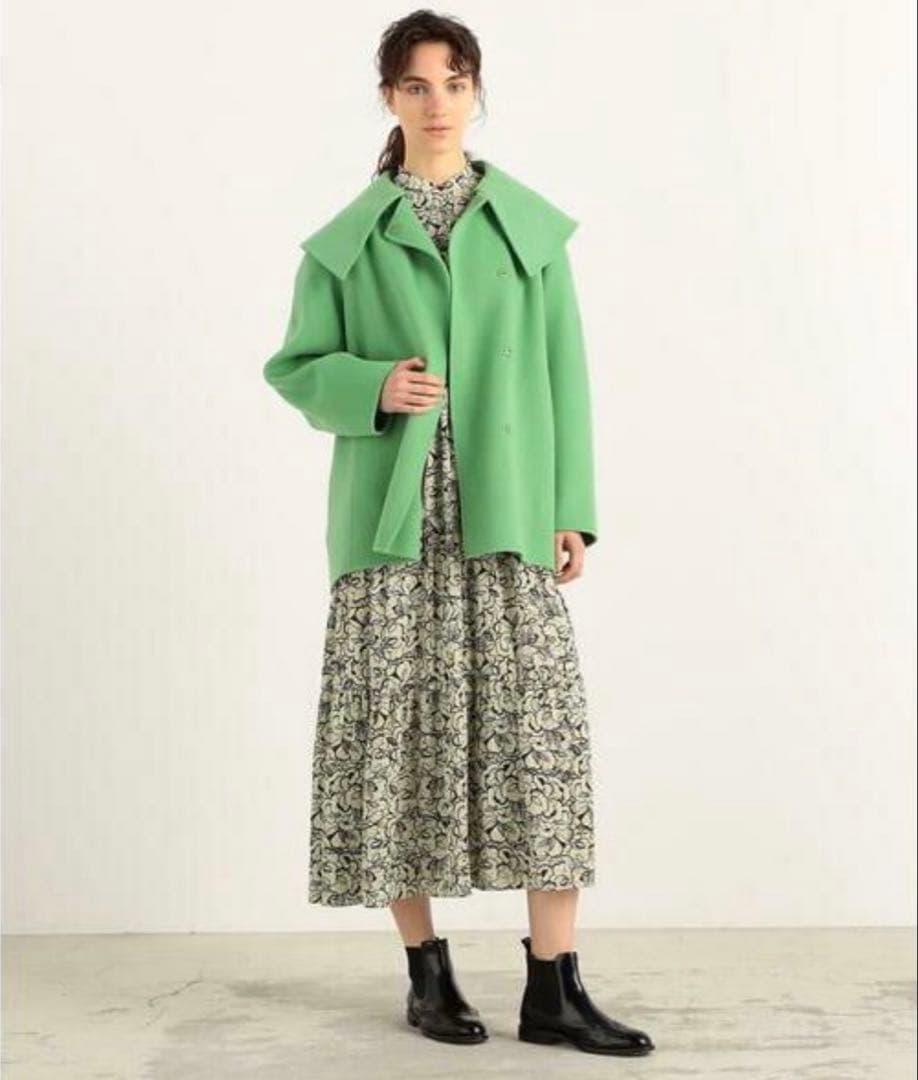 TOMORROWLANDトゥモローランドウールビーバーメルトンビッグカラーコート