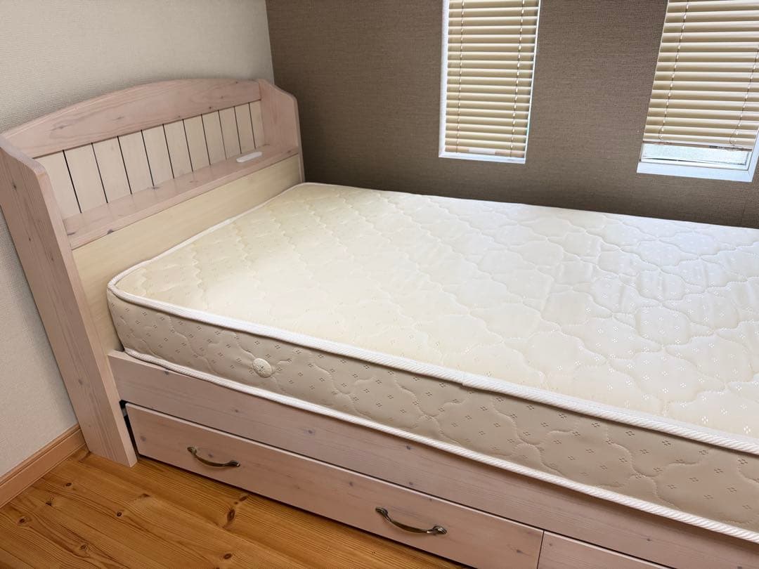 収納付ベッド セミシングル 電源付 Reineすのこ マットレス付