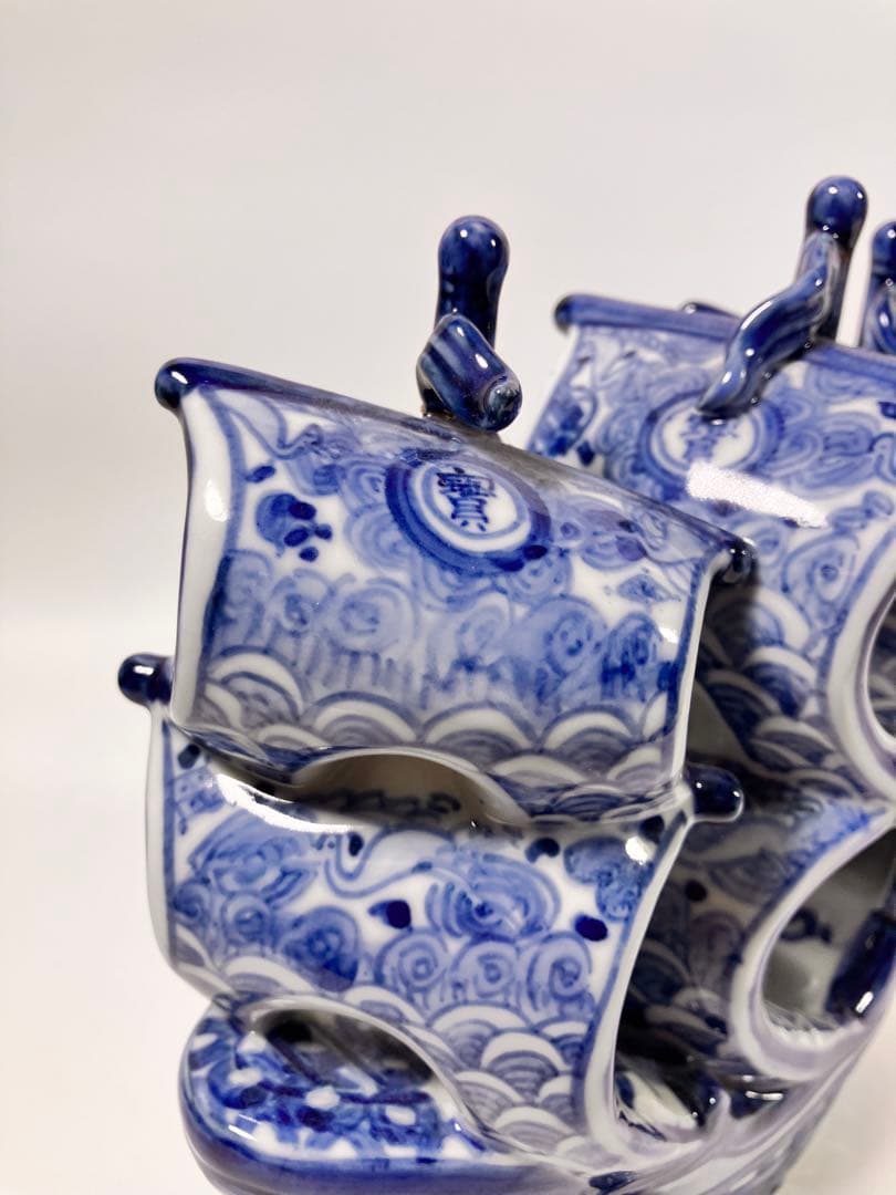 九谷焼　蘭船置物