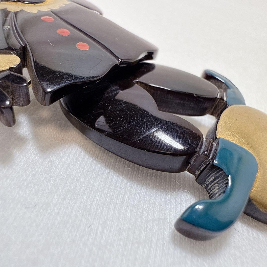 本べっ甲 鼈甲 ピエロモチーフ 揺れる スイング ブローチ ペンダント