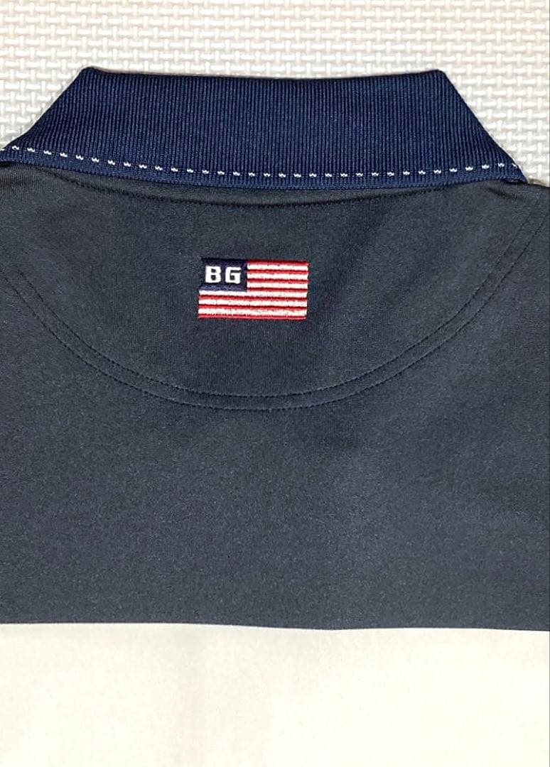 BRIEFING GOLF MS ワイドストライプポロシャツ（NAVY／M）