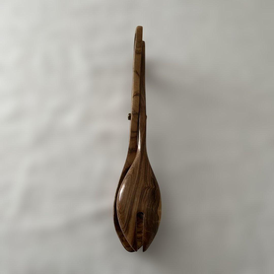 オリーブ　ハサミ式サラダサーバー　蚤の市　ヴィンテージ品　トング