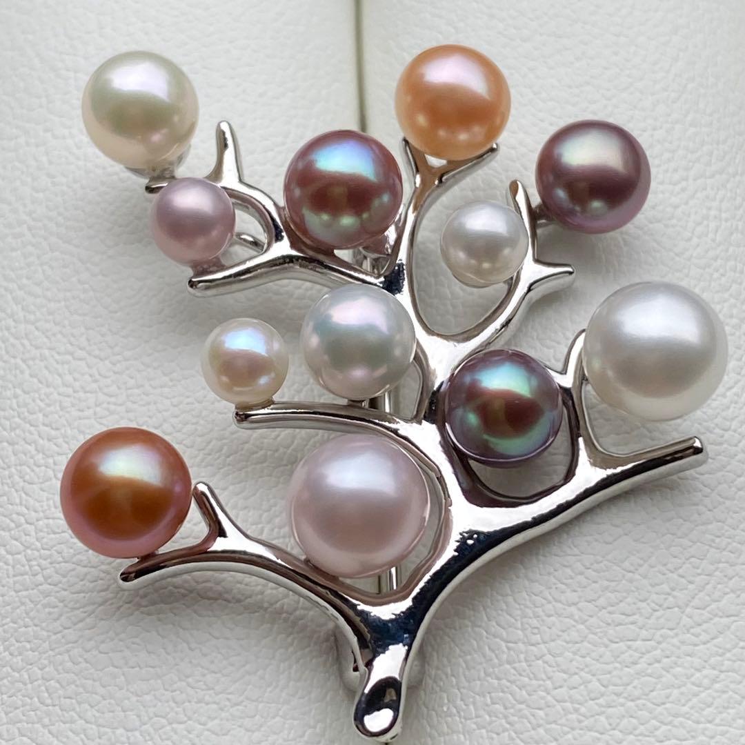 本真珠　淡水無核パール両用ブローチ/ネックレストップ　小粒多彩BL042