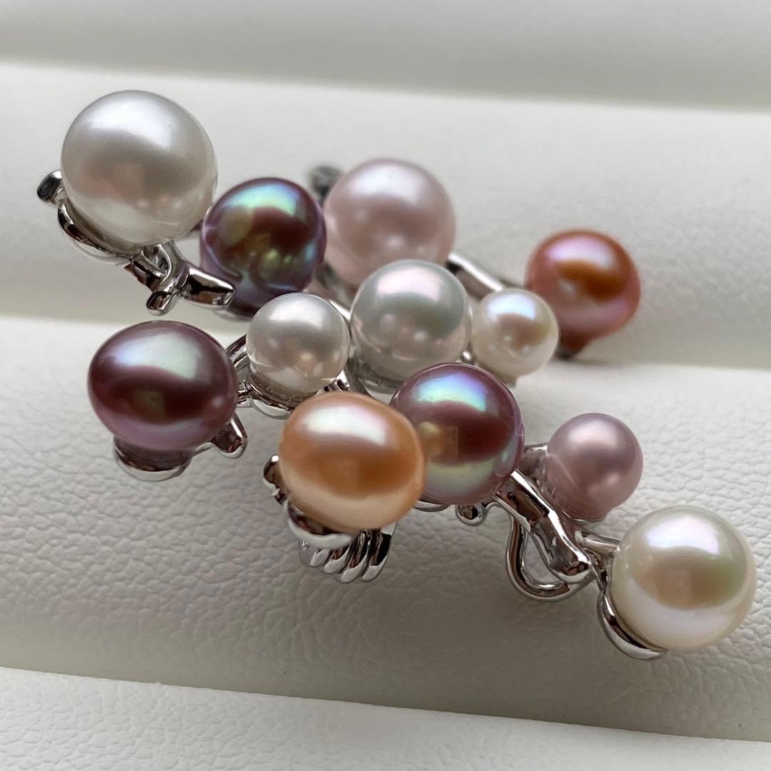 本真珠　淡水無核パール両用ブローチ/ネックレストップ　小粒多彩BL042