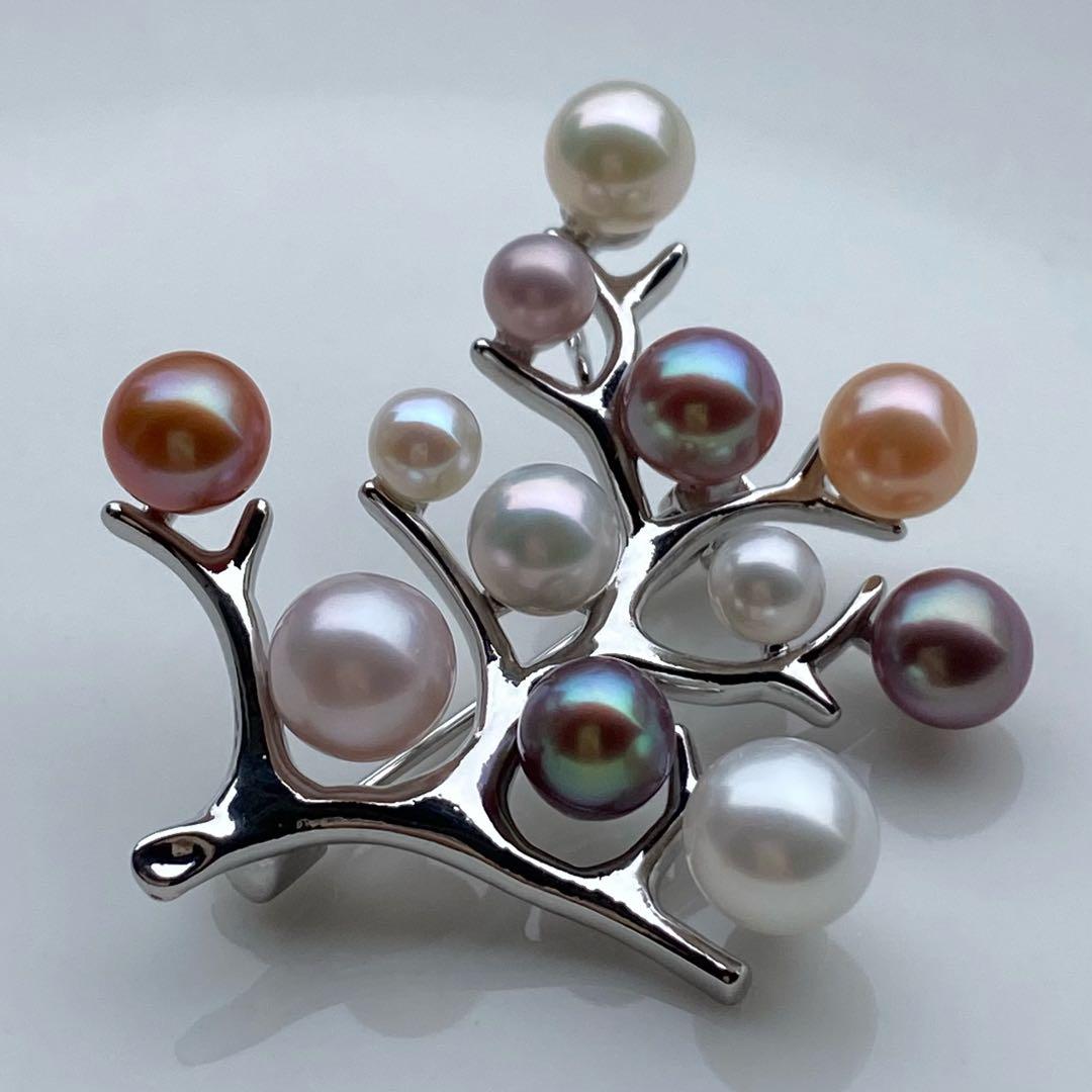 本真珠　淡水無核パール両用ブローチ/ネックレストップ　小粒多彩BL042