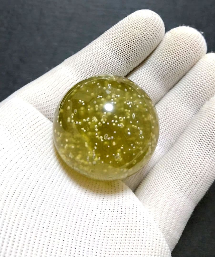 【高品質】リビアングラス　スフィア　約４０㎜　珍品　希少　レア　ガラス　隕石