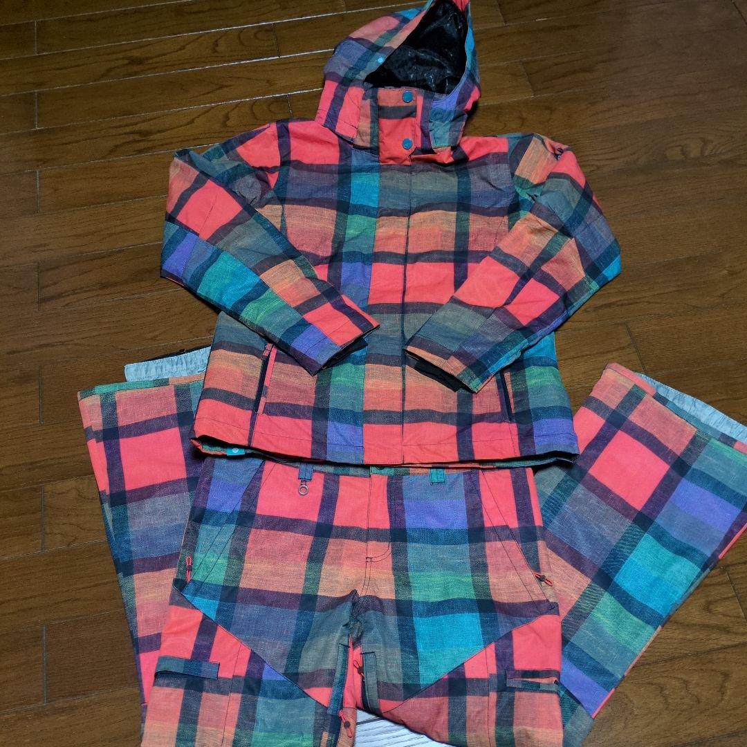 【美品】ROXY　スノボウェア　上下セット　L　マルチカラー　カラフル
