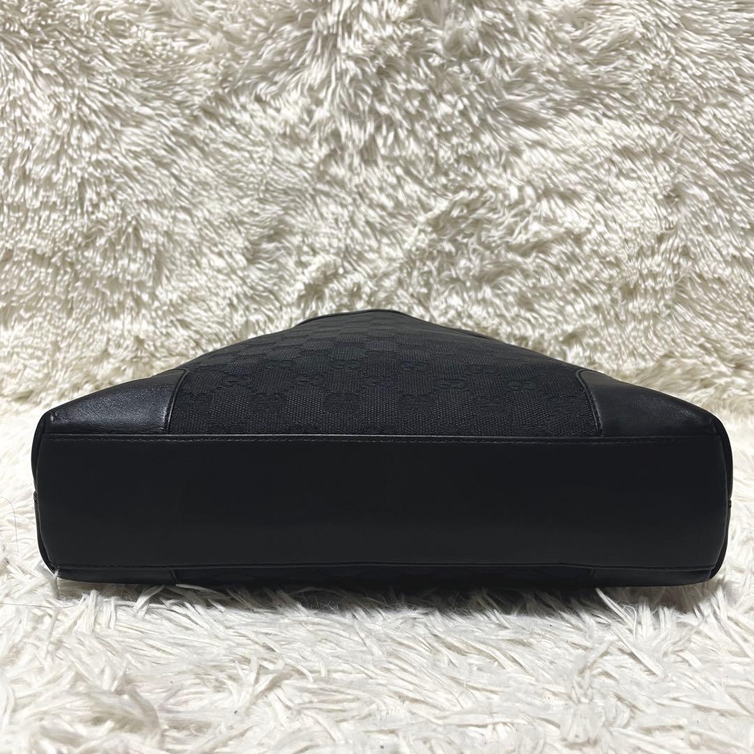 【極美品】GUCCI グッチ　ワンショルダー　キャンバス　レザー　ブラック　黒