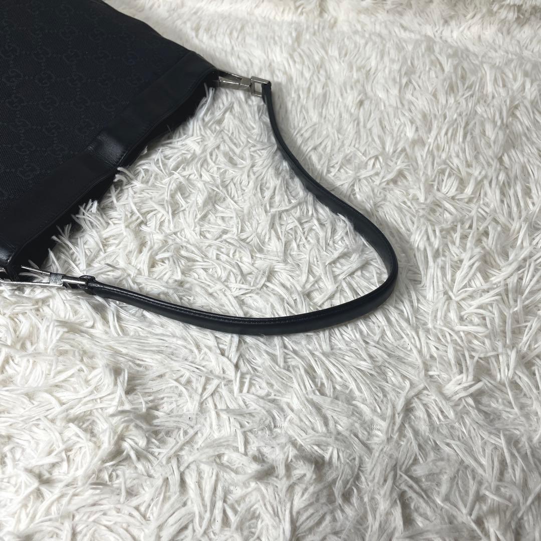 【極美品】GUCCI グッチ　ワンショルダー　キャンバス　レザー　ブラック　黒